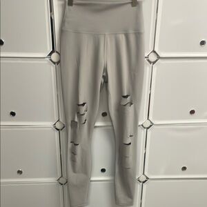 ALO Yoga Gray Distressed Leggings with High Waist